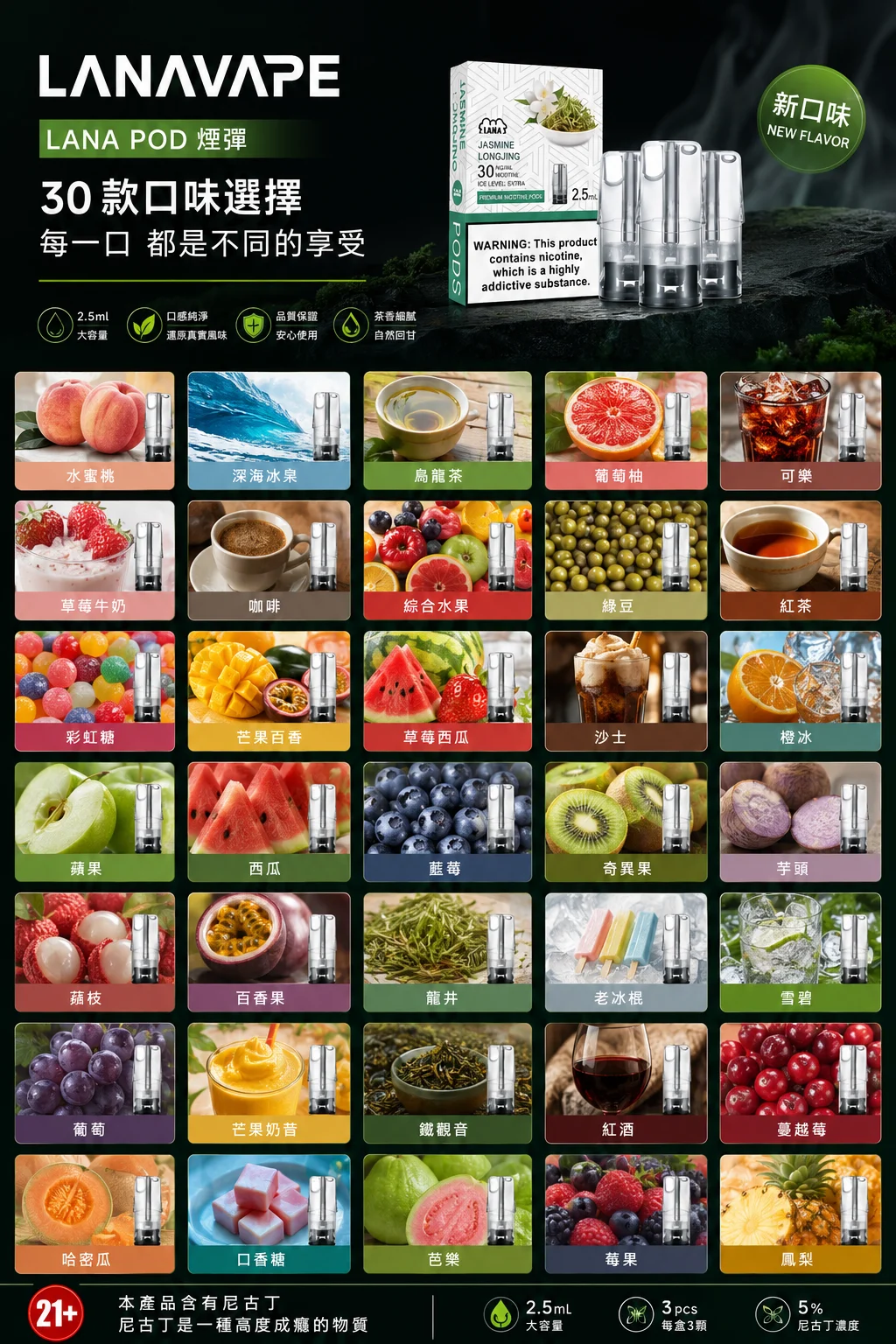 lana煙彈_一代通用煙彈_所有口味選購清單